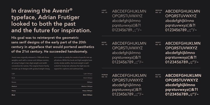 avenir truetype font download