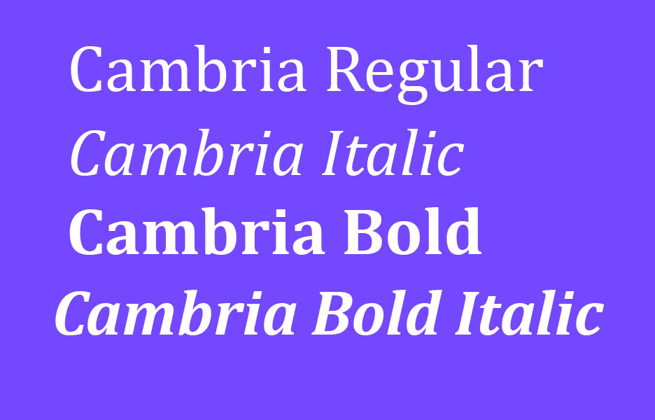 cambria font