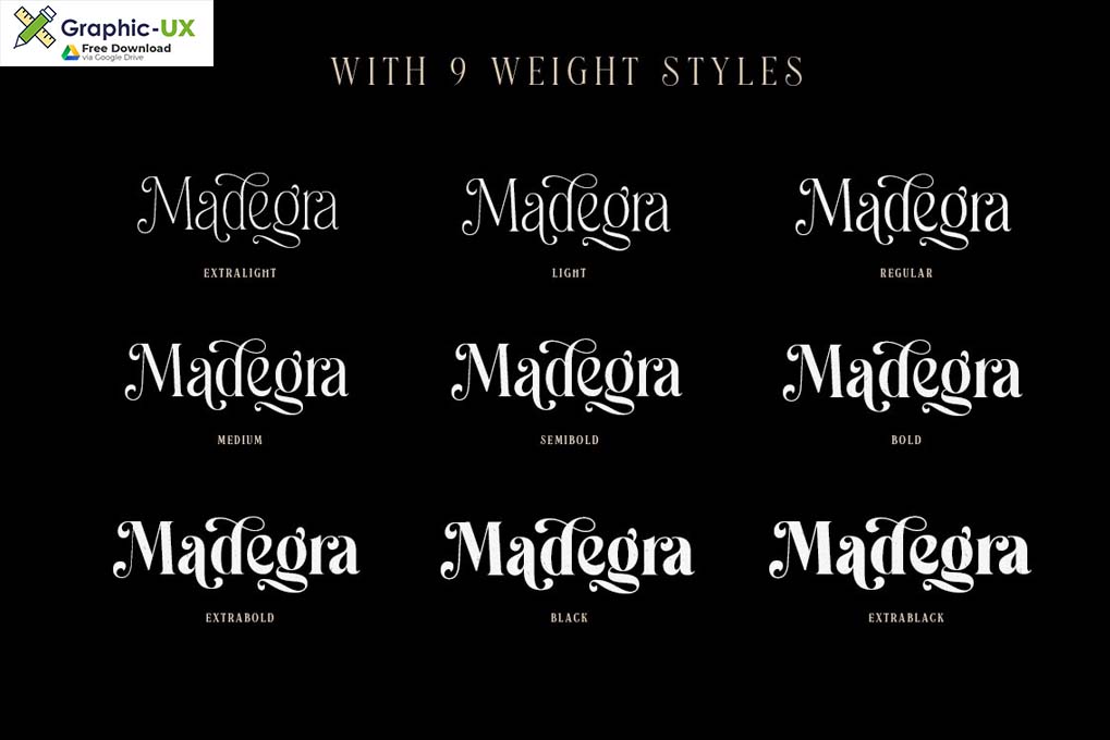 Madegra Serif 9 Weight Font Styles