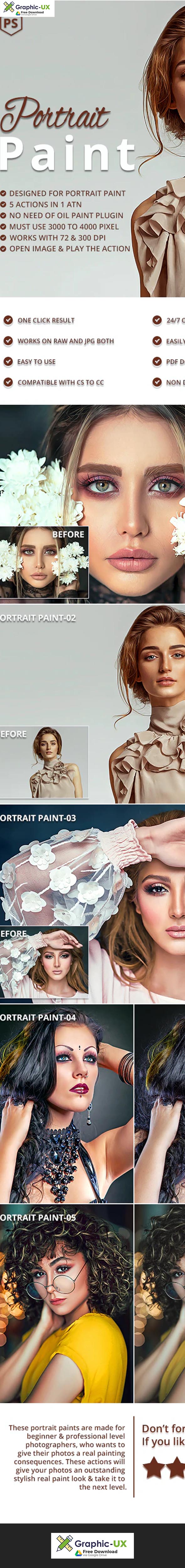 5 Portrait Paint Photoshop Actions