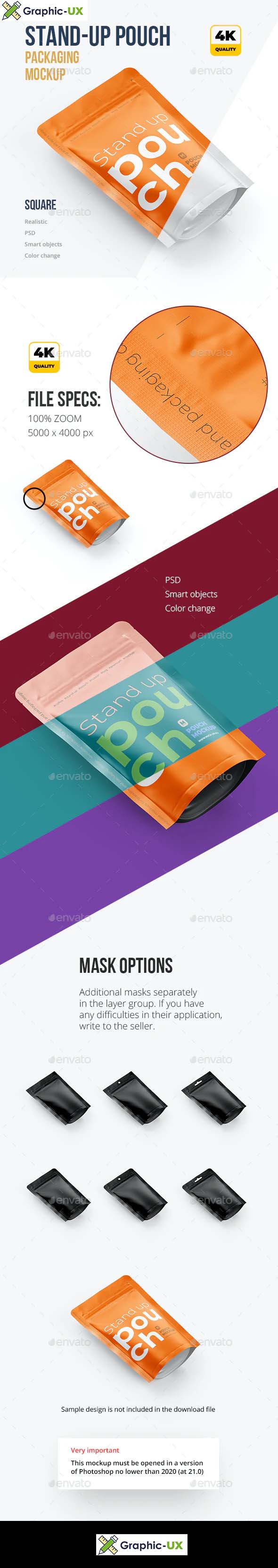 Download Stand Up Pouch Mockup Half Side view - GraphicUX