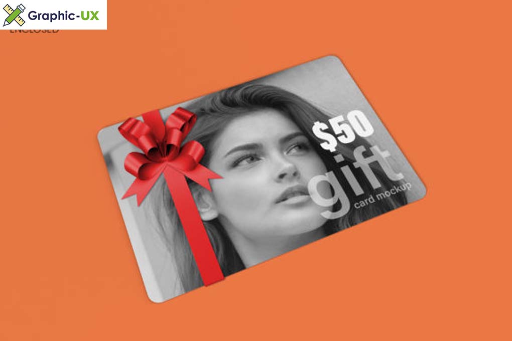 Gift Card with Ribbon Mockup - 8 Views