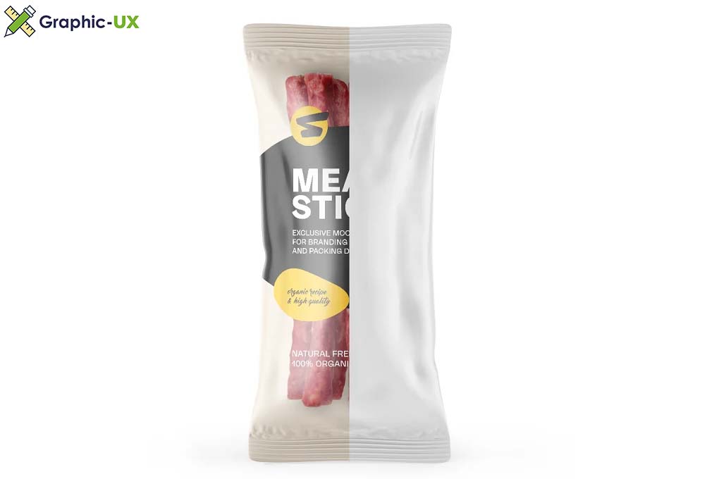 Plastic Bag With Meat Sticks Mockup