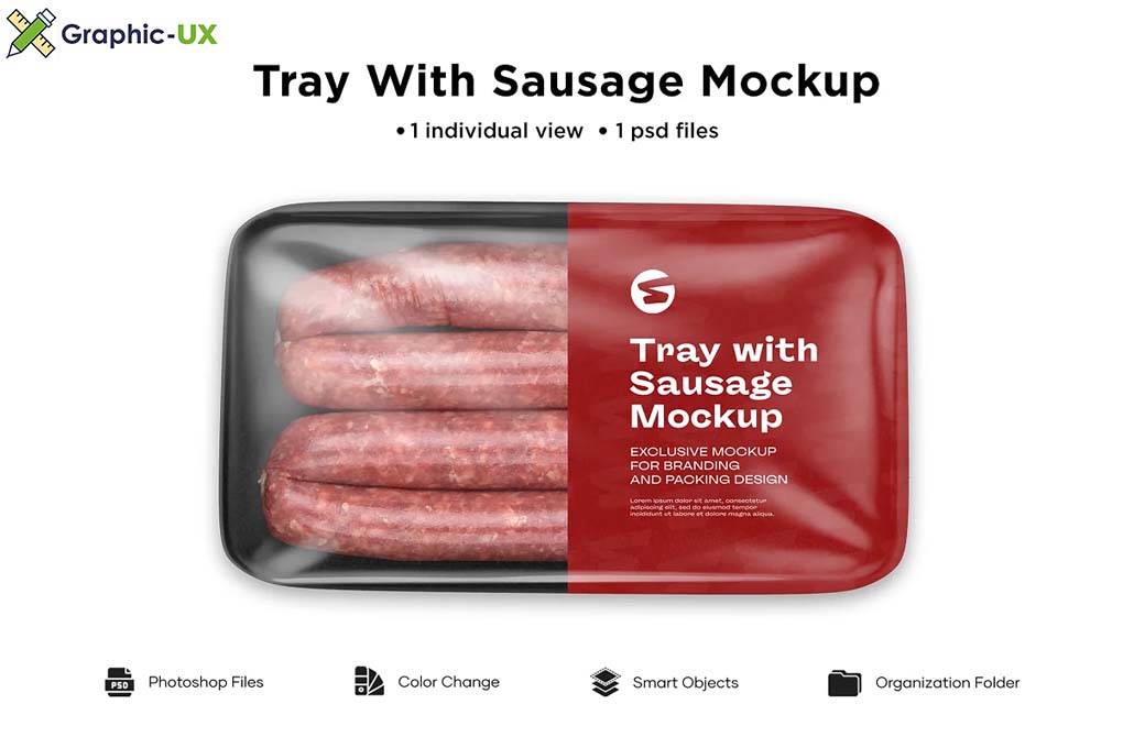 Download Plastic Tray With Sausage Mockup Graphicux