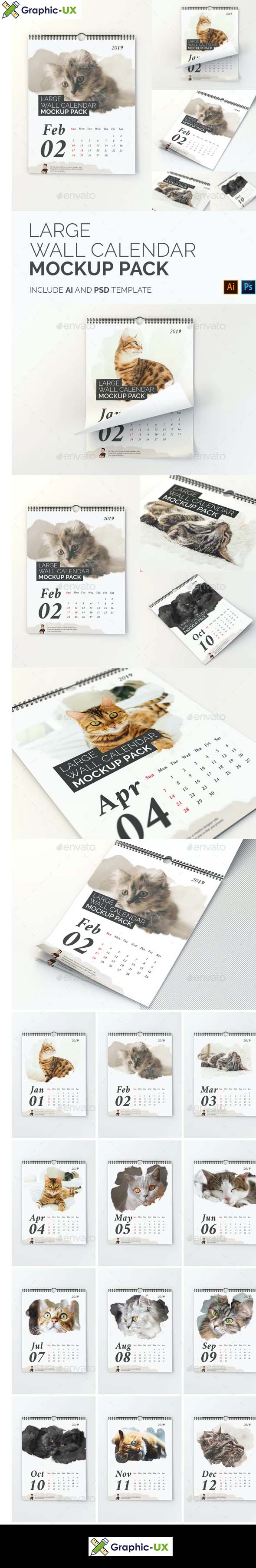 Large Wall Calendar Mockup Pack