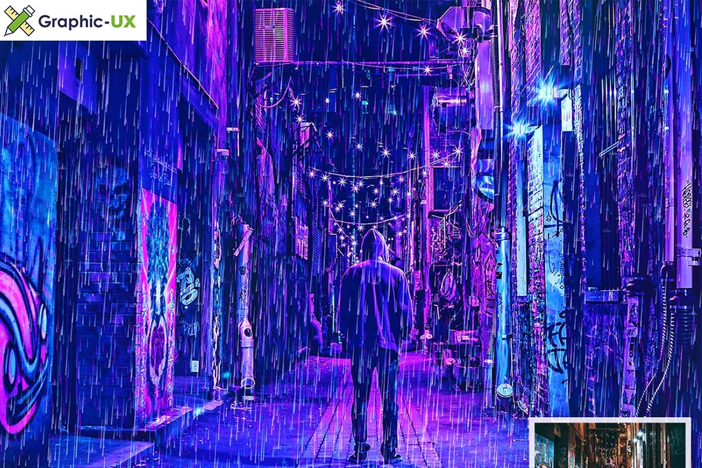 Rain Cyberpunk Photoshop Action